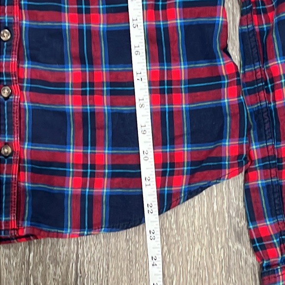 Hollister Red Blue Plaid Button Up Medium - Picture 4 of 6